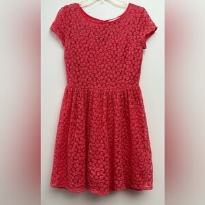 Altar'd State Vibrant Coral Flutter Sleeve A-Line Dress